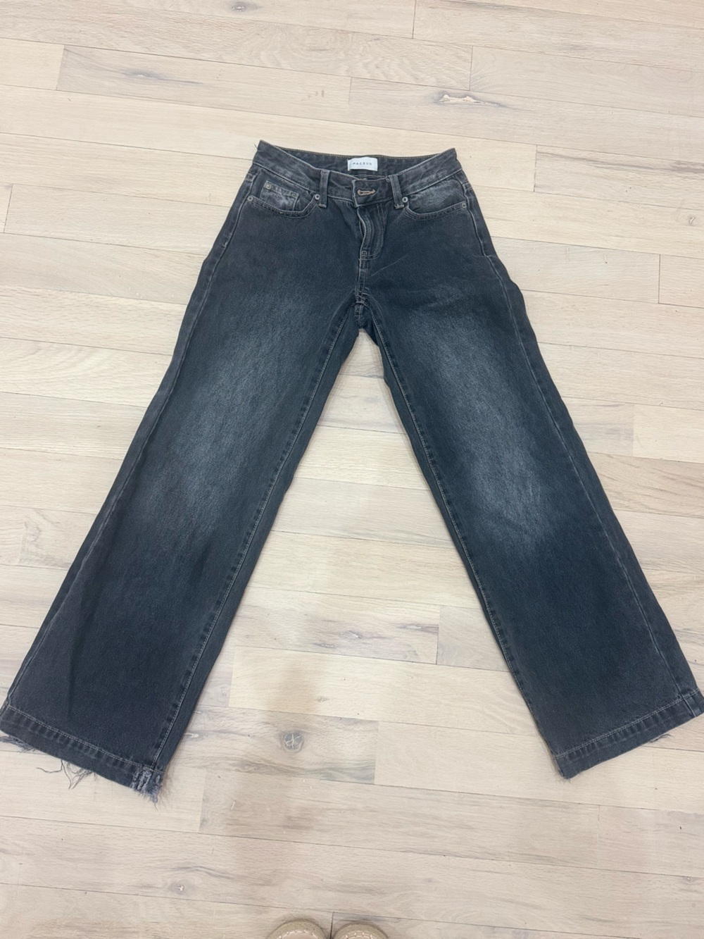 PacSun Women's Black Washed Straight-Leg Jeans